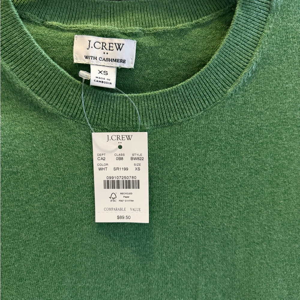 J. Crew Cashmere Blend Crewneck Sweater in Green
